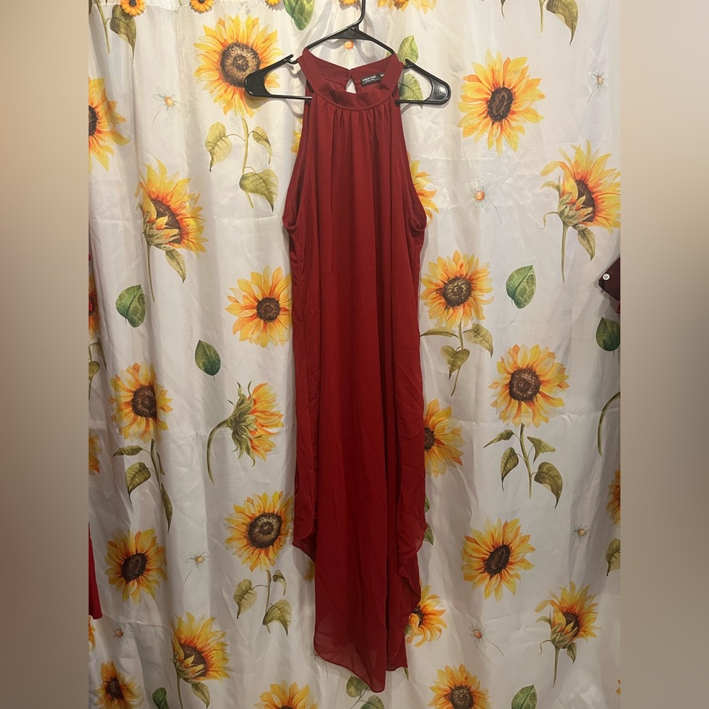SHEIN Red High Low Halter Dress